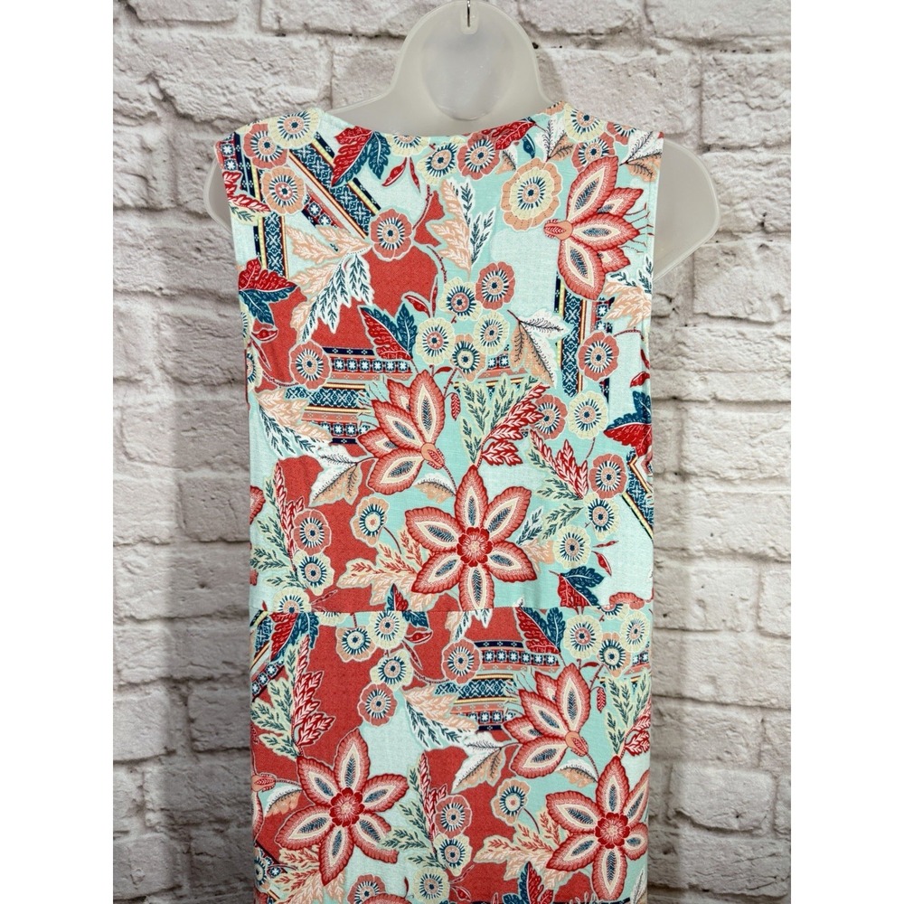 J Jill Tropical Floral Print Shift Dress M Relaxed Fit SOFT Comfy Stretch Knit - Picture 5 of 9